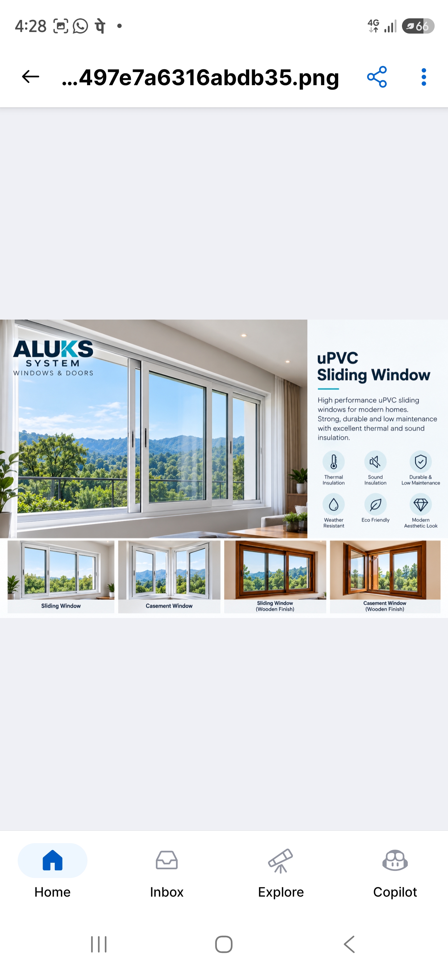 White and wooden finish uPVC sliding and casement windows